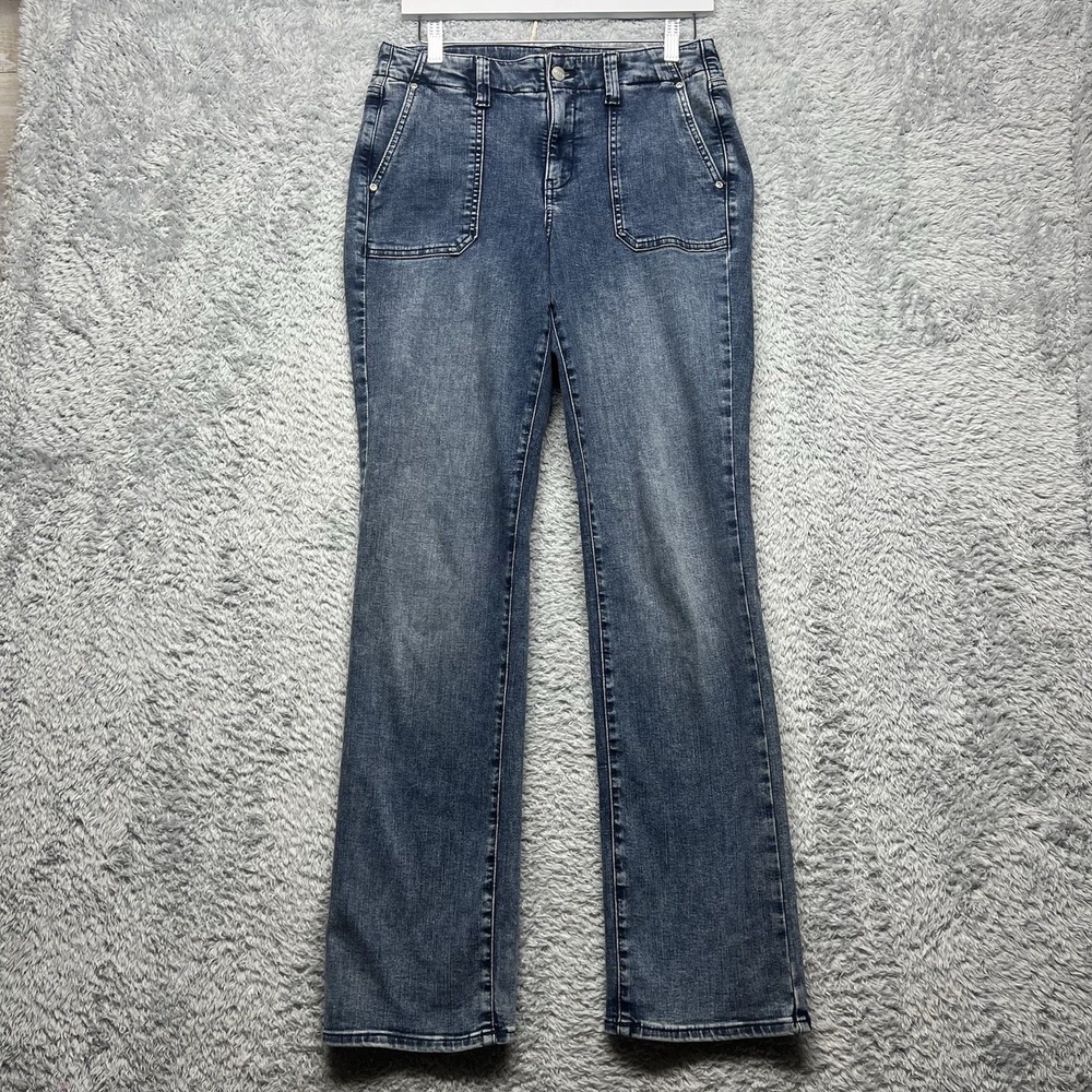 NYDJ Marilyn Straight Jeans Womens 6 Blue Utility Sailor Lift Tuck Technology